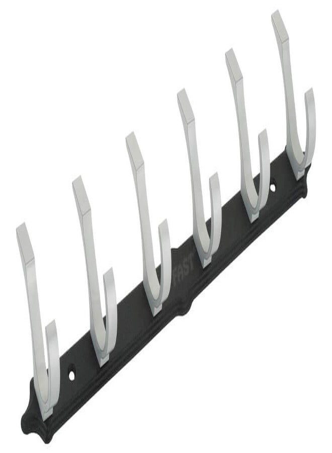فاست خطافات المناشف والأقمشة الفضية والسوداء من فاست CH15 للأبواب والجدران (رف بستة خطافات) - Image 1